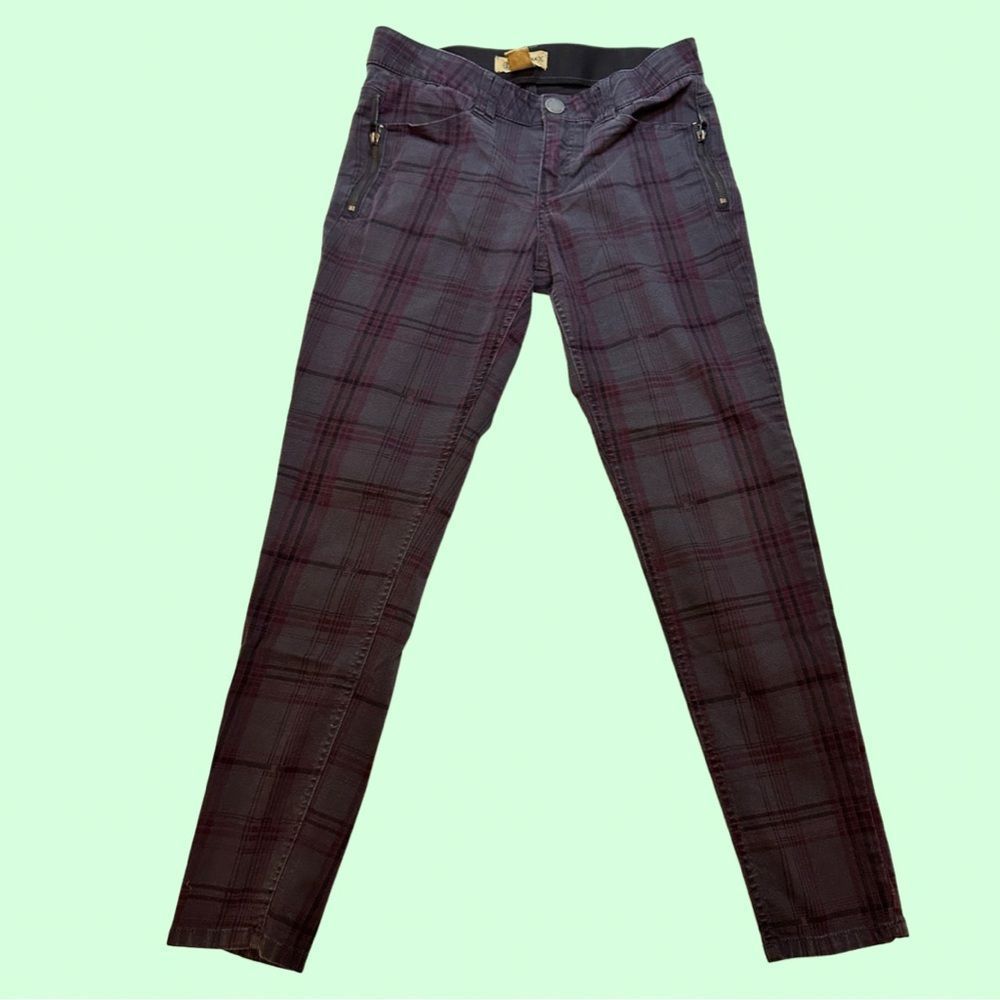 Democracy women’s jeans size 10 ab technology purple plaid skinny leg grunge y2k